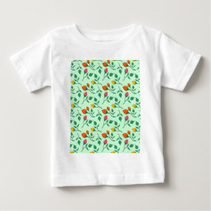 Camiseta De Bebé Patrón floral con flores subió de color