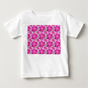 Camiseta De Bebé Patrón floral continuo de color rosa intenso