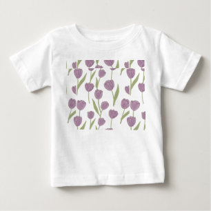 Camiseta De Bebé Patrón floral de tulipán púrpura