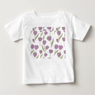 Camiseta De Bebé Patrón floral de tulipán púrpura