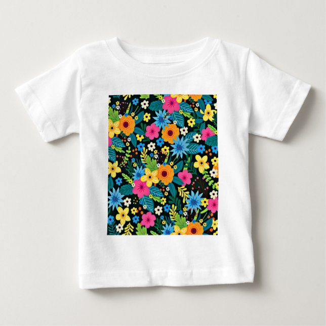 Camiseta De Bebé Patrón floral de vibrante Ditsy-43785 (Anverso)