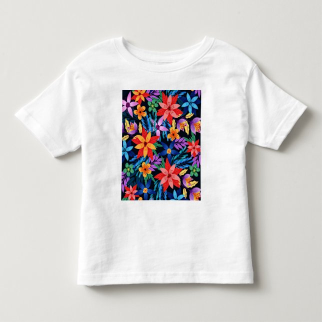 Camiseta De Bebé Patrón floral exótico colorido (Anverso)