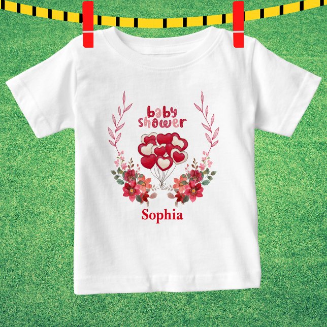 Camiseta De Bebé Patrón floral personalizado de Baby Shower persona (Subido por el creador)