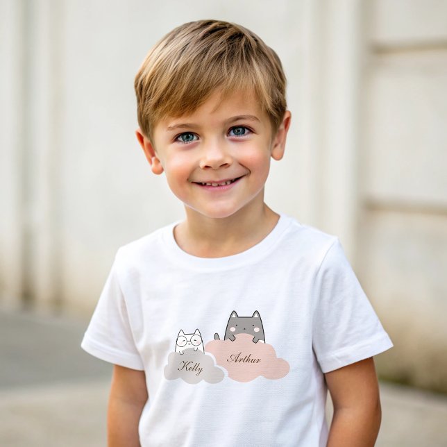 Camiseta De Bebé Patrón lindo Kitten Cloud Baby T-Shirt (Cute Pattern Kitten Cloud Baby T-Shirt)