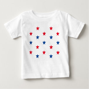 Camiseta De Bebé Patrón patriótico de estrellas blancas rojas 4 de