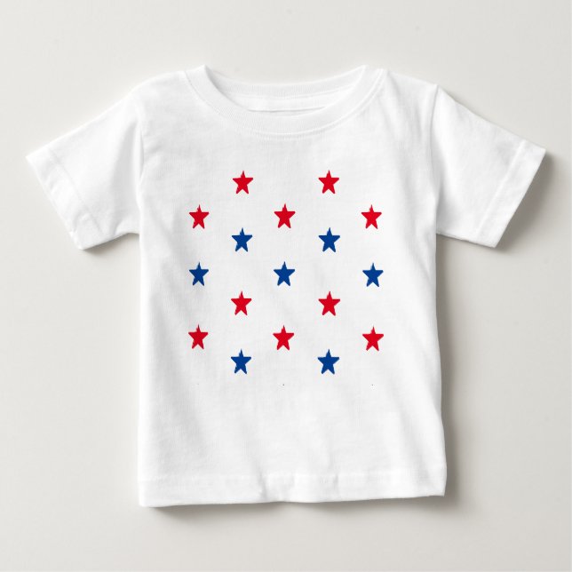 Camiseta De Bebé Patrón patriótico de estrellas blancas rojas 4 de  (Anverso)