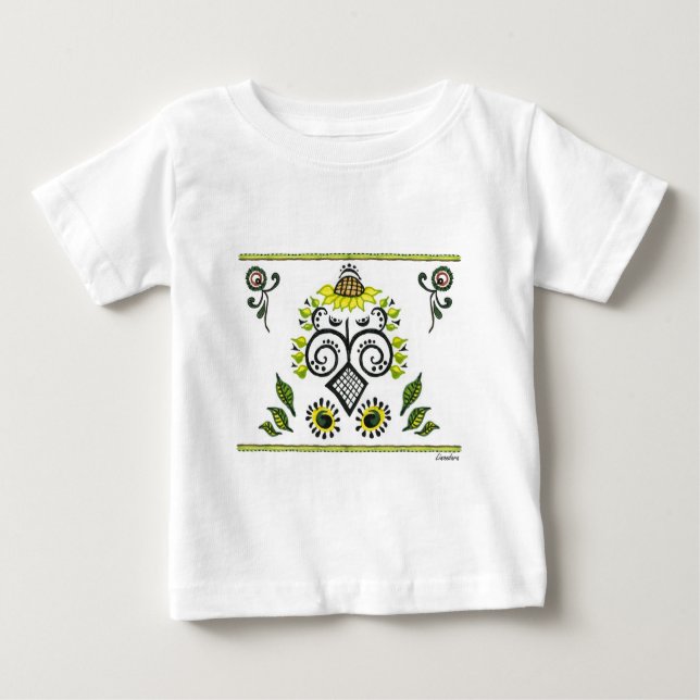Camiseta De Bebé Patrón popular del girasol por Alexandra Cook (Anverso)