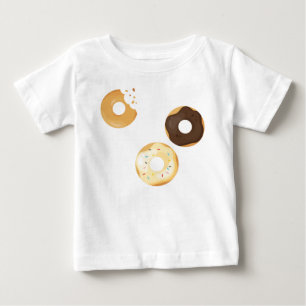 Camiseta De Bebé Patrón Retro Colorido de Donas Minimalista Fiesta 