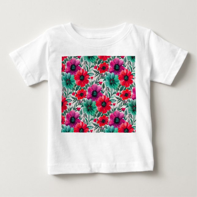 Camiseta De Bebé Patrón retro de moda rústica floral (Anverso)