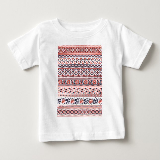 Camiseta De Bebé Patrones de diseño de puntos cruzados (Anverso)