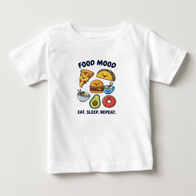 Camiseta De Bebé Patrones de humor de comida rápida Kawaii (Anverso)