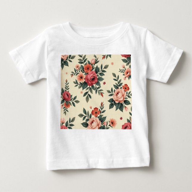 Camiseta De Bebé Patrones florales de época con elegancia clásica (Anverso)
