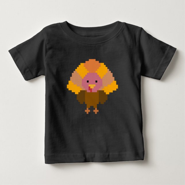 Camiseta De Bebé Pavo - Arte de Pixel (Anverso)