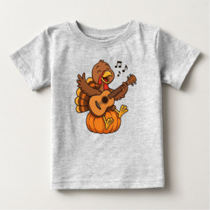 Camiseta De Bebé Pavo de Acción de Gracias lindo con guitarra