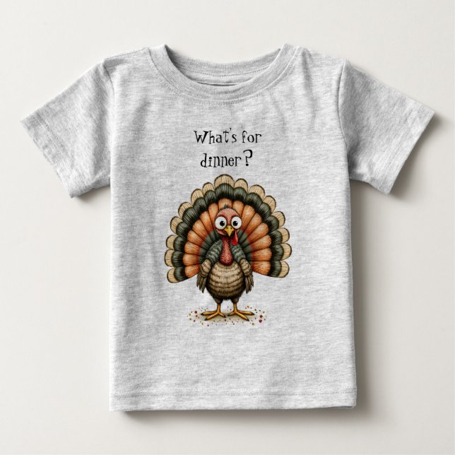 Camiseta De Bebé Pavo extravagante ¿Qué hay para cenar?  (Anverso)