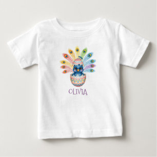 Camiseta De Bebé Pavo real bebé lindo saliendo del huevo de Pascua