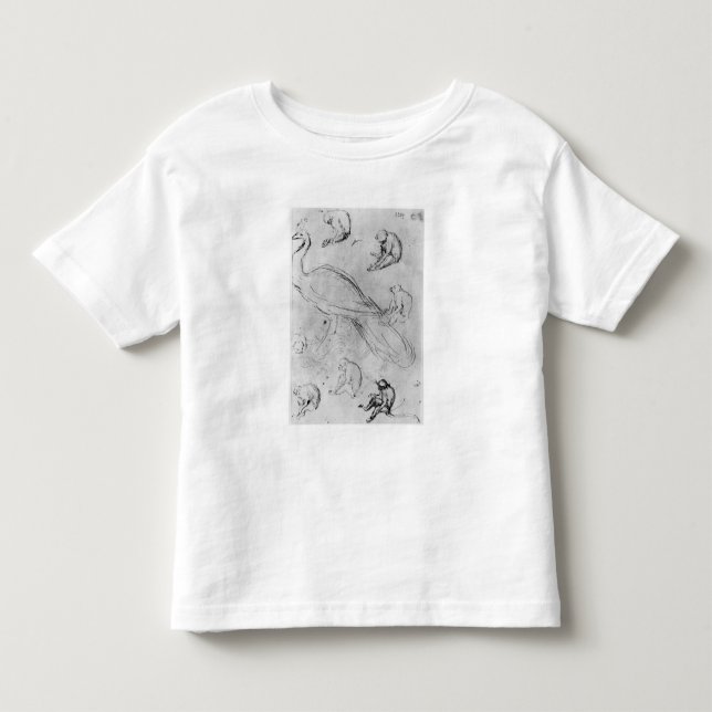 Camiseta De Bebé Pavo real y seis monos (Anverso)