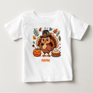 Camiseta De Bebé Pavo y calabaza Personalizado lindo Día de Acción
