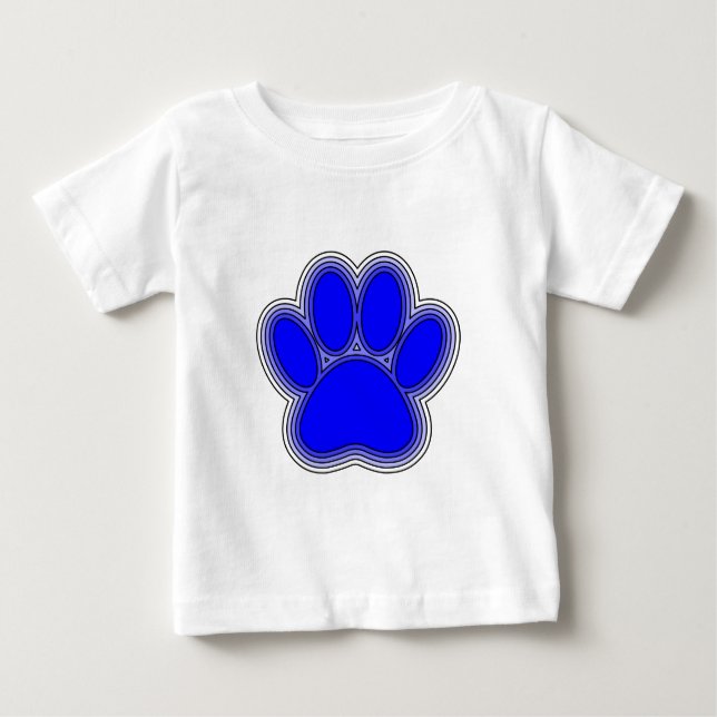 Camiseta De Bebé Paw De Perro En Azul Con Brotes (Anverso)
