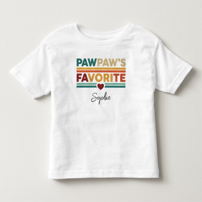 Camiseta De Bebé Pawpaw's Favorite Retro Simple Modern Script Name (Anverso)