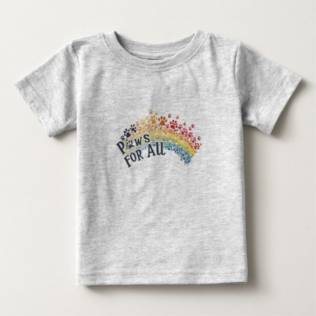 Camiseta De Bebé Paws for All - Rainbow Paw Print Unity (Anverso)