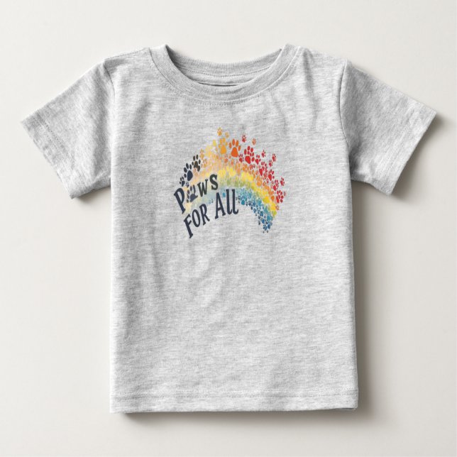 Camiseta De Bebé Paws for All – Rainbow Paw Print Unity  (Anverso)