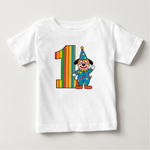 Camiseta De Bebé Payaso Colorido Con Número de Arcoíris