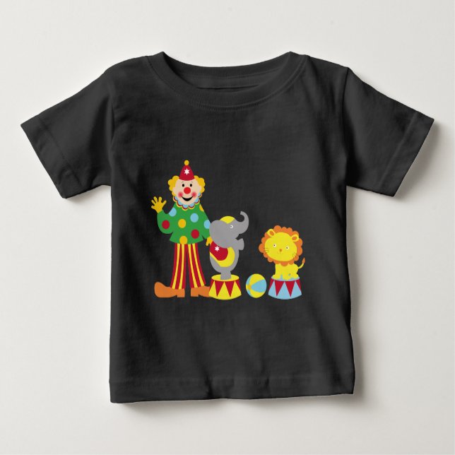 Camiseta De Bebé Payaso de circo personalizado y animales (Anverso)