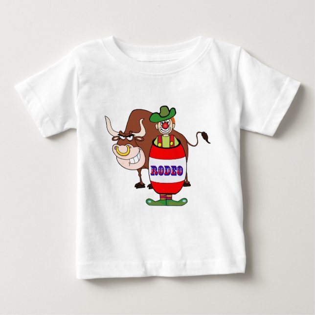 Camiseta De Bebé Payaso de Rodeo Occidental y Toro (Anverso)