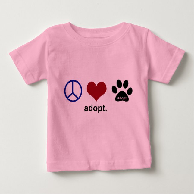 Camiseta De Bebé Paz, amor, adopción (Anverso)