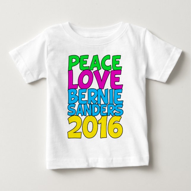 Camiseta De Bebé Paz Amor Bernie Sanders 2016 (Anverso)
