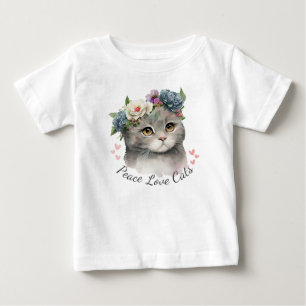 Camiseta De Bebé Paz amor gatos