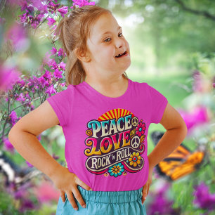 Camiseta De Bebé Paz Amor RocknRoll Retro 70 Psicodelic Vintage