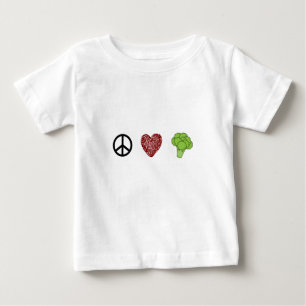 Camiseta De Bebé Paz, amor, y bróculi