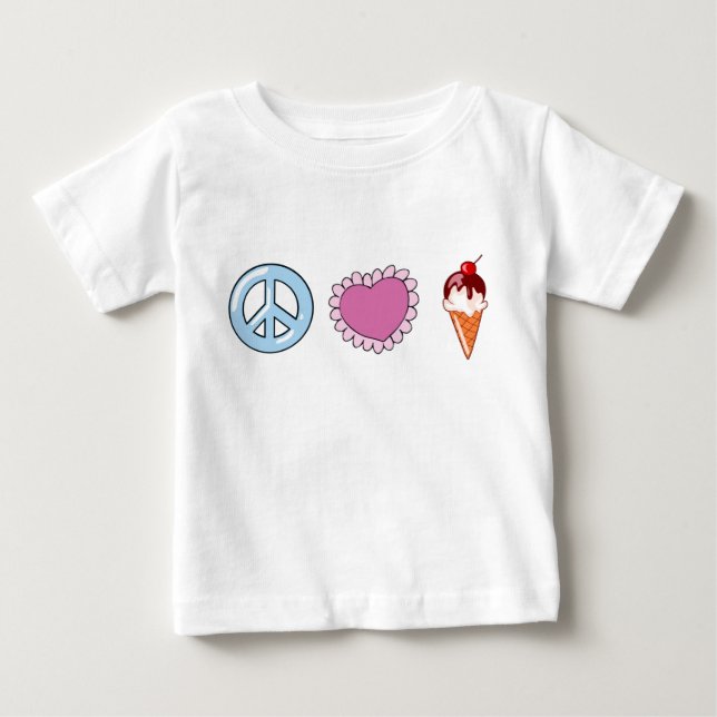 Camiseta De Bebé Paz, amor y helado (Anverso)