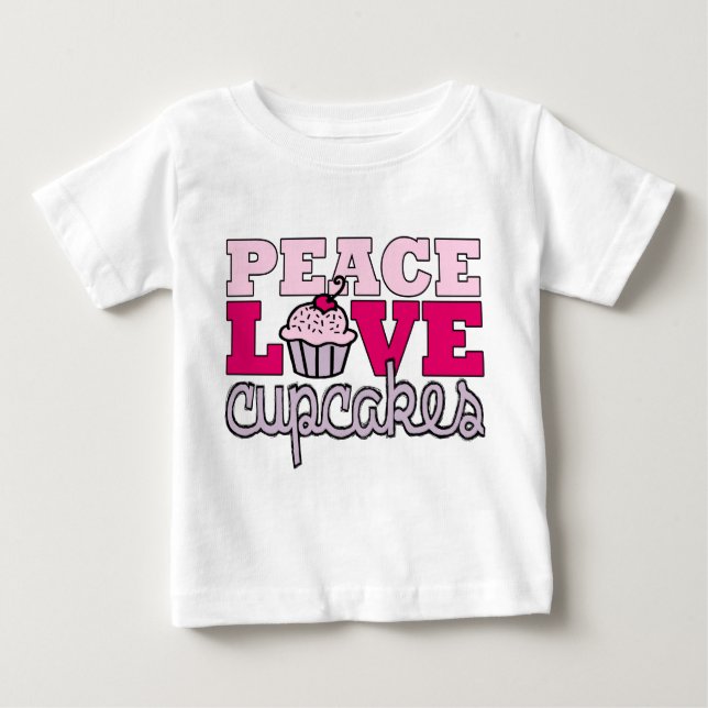 Camiseta De Bebé ¡Paz, amor y magdalenas! (Anverso)