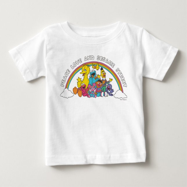 Camiseta De Bebé Paz, amor y Plaza Sésamo (Anverso)