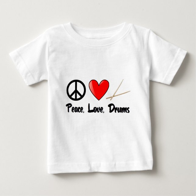 Camiseta De Bebé Paz, amor, y tambores (Anverso)