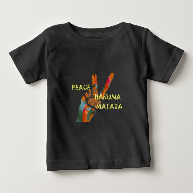 Camiseta De Bebé Paz: Rótulo de Hakuna Matata Vibes (Anverso)