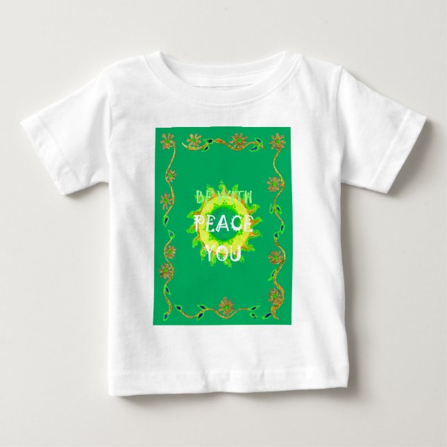 Camiseta De Bebé Paz sea contigo: Verde Inspirador y Amarillo (Anverso)