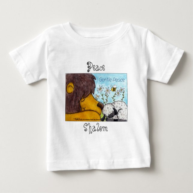 Camiseta De Bebé Paz suave de leones y corderos (Anverso)