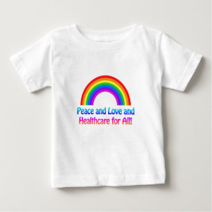 Camiseta De Bebé Paz y amor y salud para todos el arcoiris