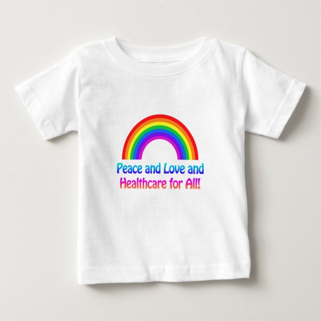 Camiseta De Bebé Paz y amor y salud para todos el arcoiris (Anverso)