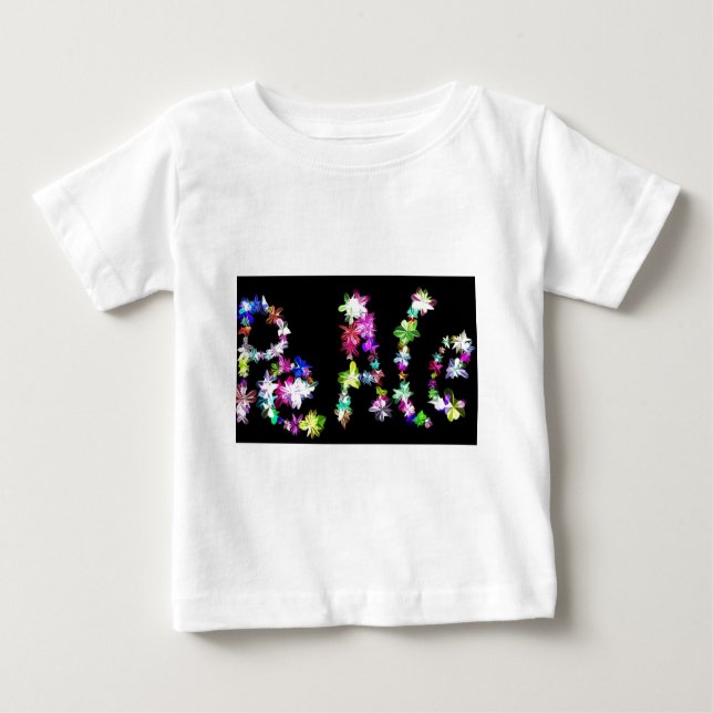 Camiseta De Bebé "PEACE" en la impresión de arte de flores (Anverso)
