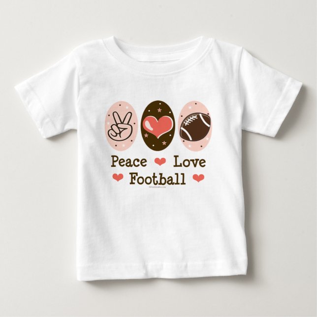 Camiseta De Bebé Peace Love Football Baby Long Sleeve Tee (Anverso)