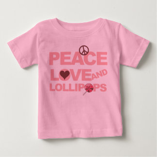 Camiseta De Bebé Peace love lollipops long sleeved toddler girl tee
