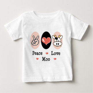 Camiseta De Bebé Peace Love Moo Cow Infantil Long Sleeve Tee Shirt