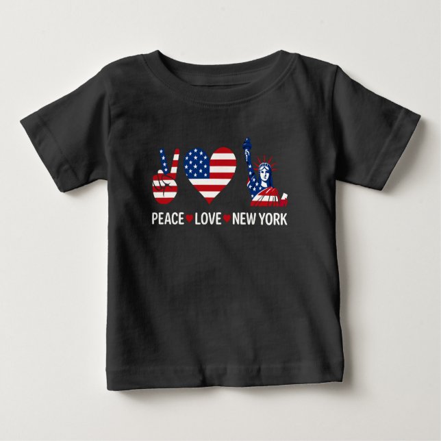 Camiseta De Bebé Peace Love New York (Anverso)