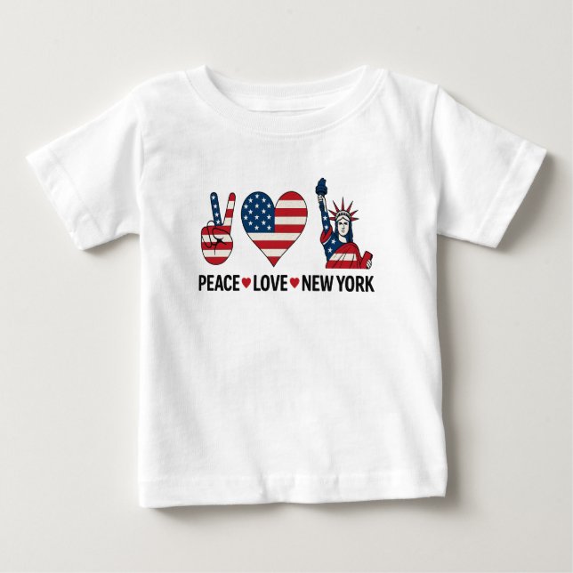 Camiseta De Bebé Peace Love New York (Anverso)