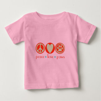Camiseta De Bebé Peace Love Paws